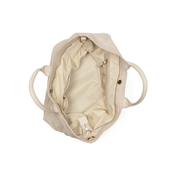 NWT IO PELLE Iopelle Italia Skull Embossed Extra Large Shoulder Tote Bag Latte - Picture 3 of 5